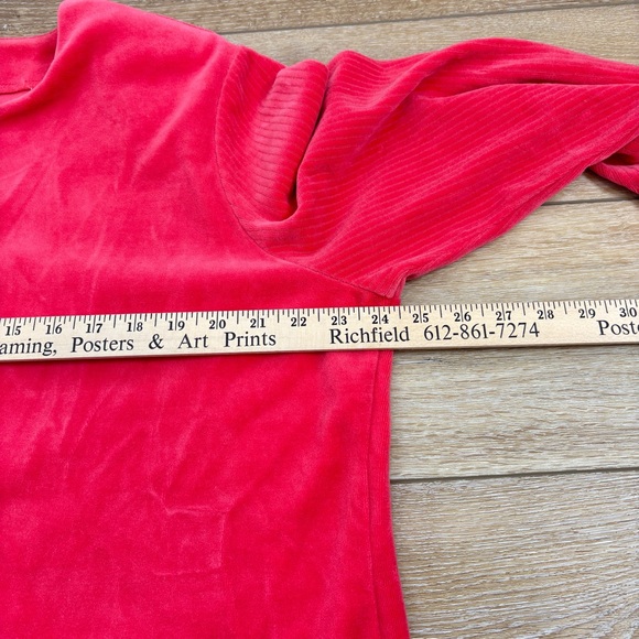 Drapers & Damons XL Coral Lounge Set Velour Gold Button Front Top Elastic Pants - Picture 5 of 16